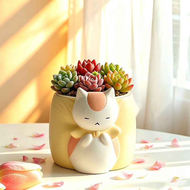 Sleepy Chubby Cat Resin Succul - Snake Plant Ceramic review and price
